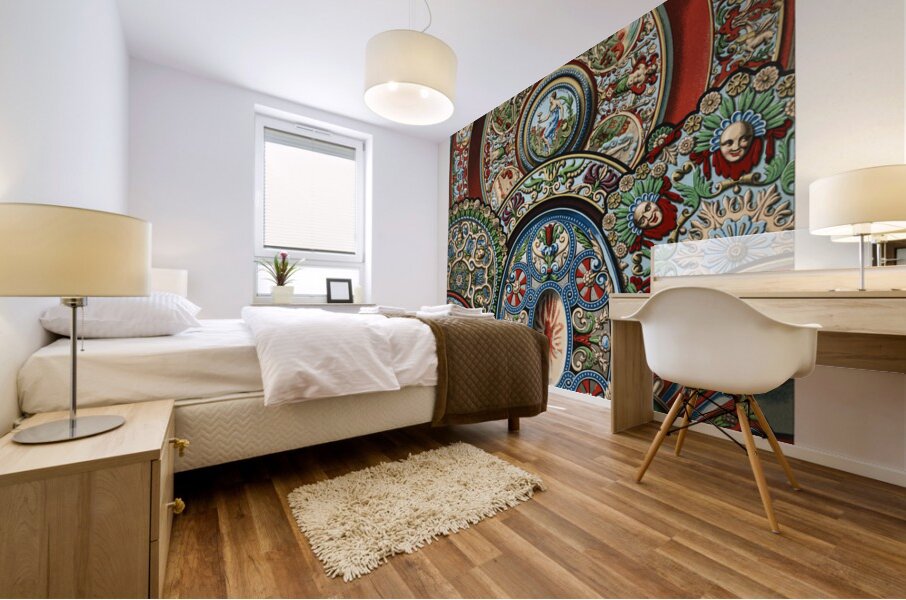 Renaissance pattern. 1888 edition Lornement Polychrome by Albert Racine 1825–1893. Mural print