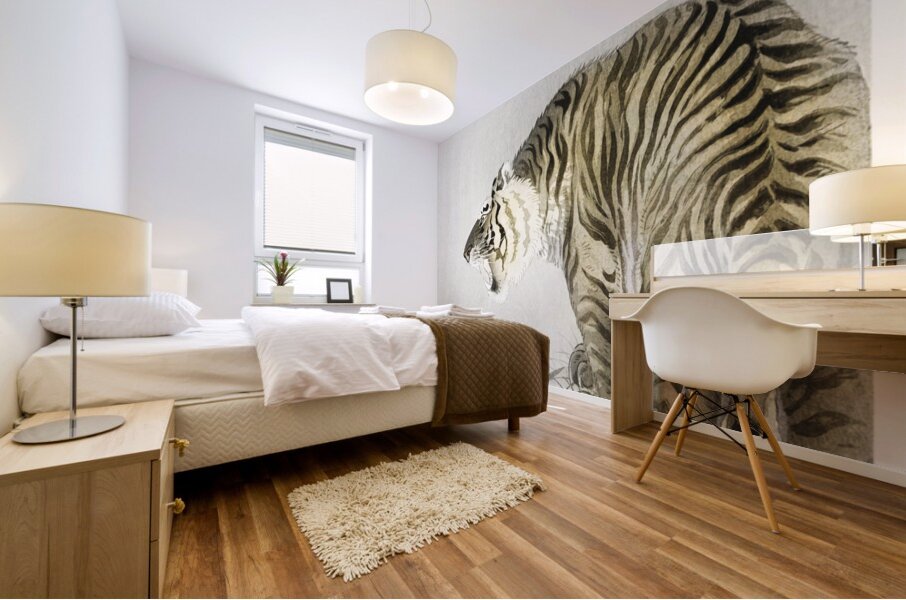 Roaring tiger 1900 - 1945 by Ohara Koson 1877-1945. Mural print