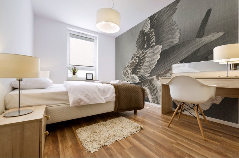 Eagle lurking at a prey 1877-1930 by Ohara Koson 1877-1945. Mural print