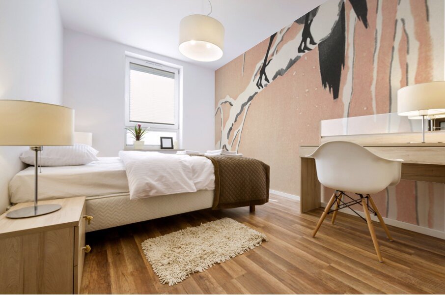 Crow on snowy branch 1900 - 1936 by Ohara Koson 1877-1945. Mural print