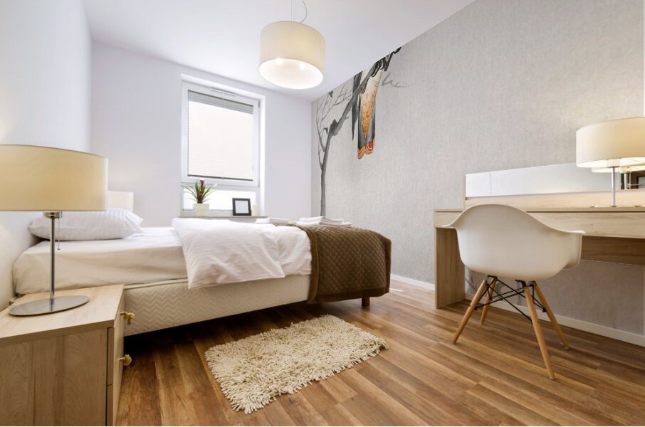 Japanese plague bird on branch 1900 - 1910 by Ohara Koson 1877-1945. Mural print