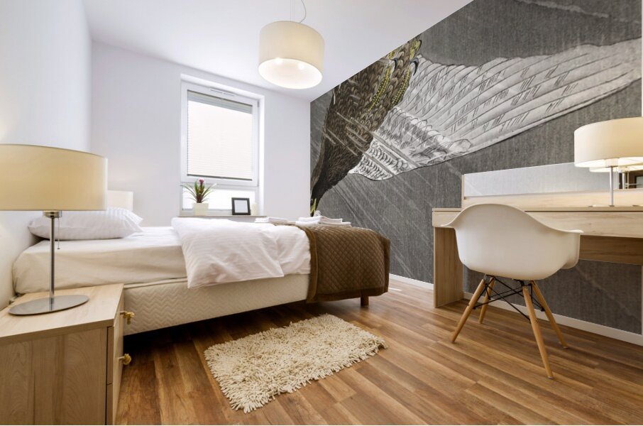 Downward flying eagle 1900 - 1930 by Ohara Koson 1877-1945. Mural print