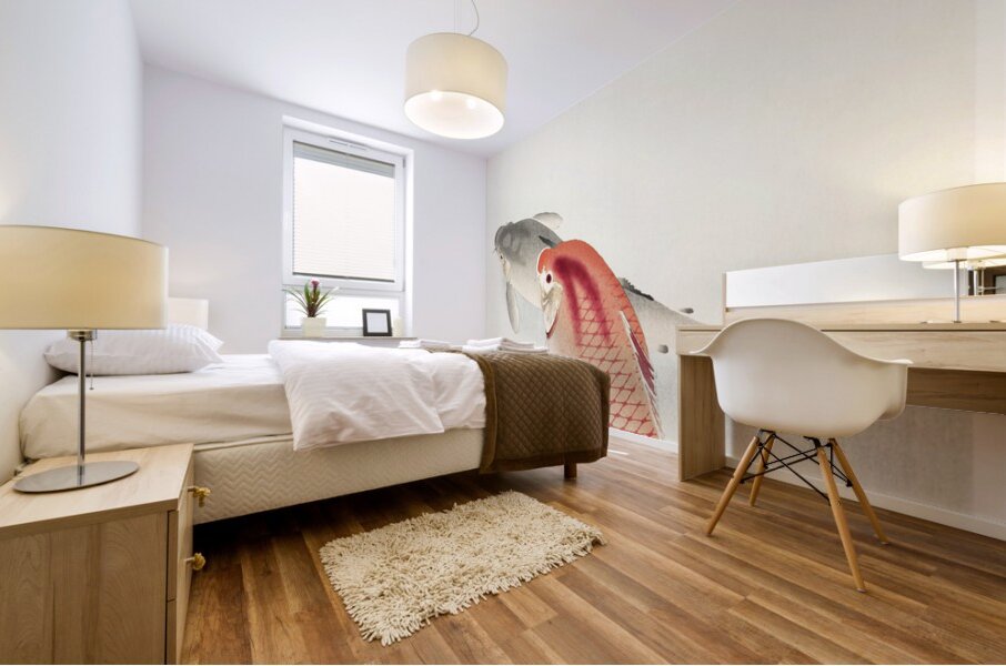 Two carp 1900 - 1930 by Ohara Koson 1877-1945. Mural print