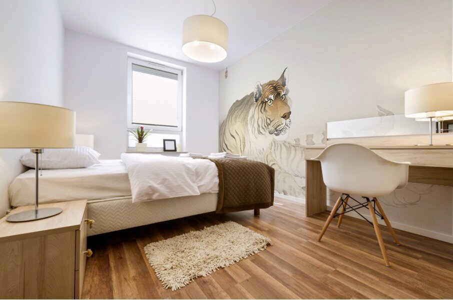 Tiger 1900 - 1930 by Ohara Koson 1877-1945. Mural print