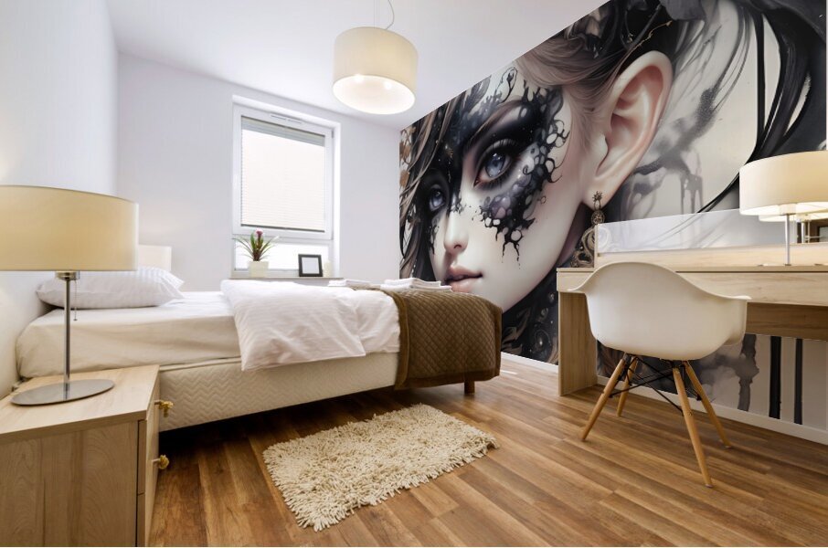 A  Gorgeously Drawn Face By ISHISH Mural print