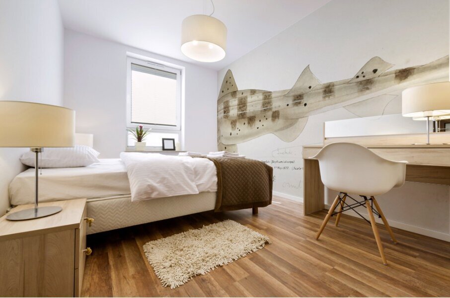 Antique fish Carpet Shark South Pacific Fishes by Frank Edward Clarke 1849-1899.  Mural print