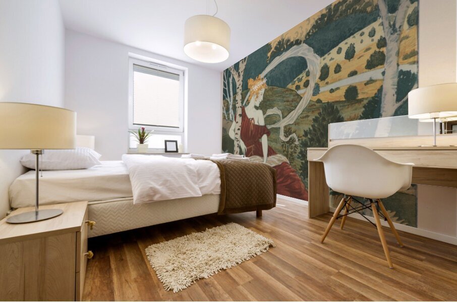 Dans Les Bois ca. 1899 Illustration by Eugène Samuel Grasset Mural print