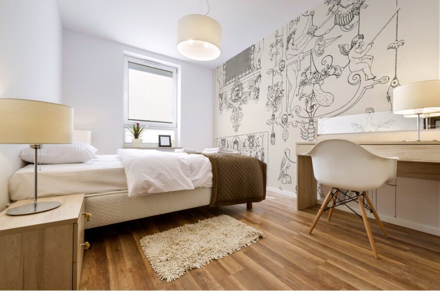 Ancient pattern. 1888 edition Lornement Polychrome by Albert Racine 1825–1893. Mural print