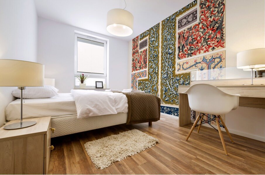 Middle-Ages pattern. 1888 edition Lornement Polychrome by Albert Racine 1825–1893. Mural print