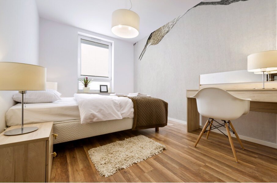 Heron and moon 1900 - 1910 by Ohara Koson 1877-1945. Mural print