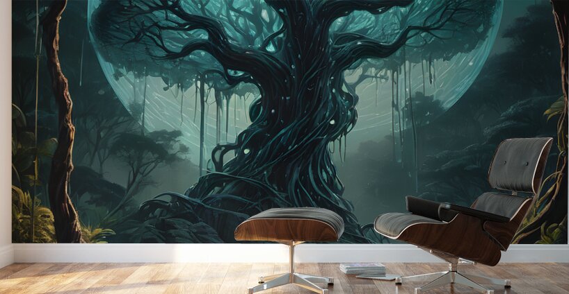 Allien World At Night By ISHISH Wall Murals