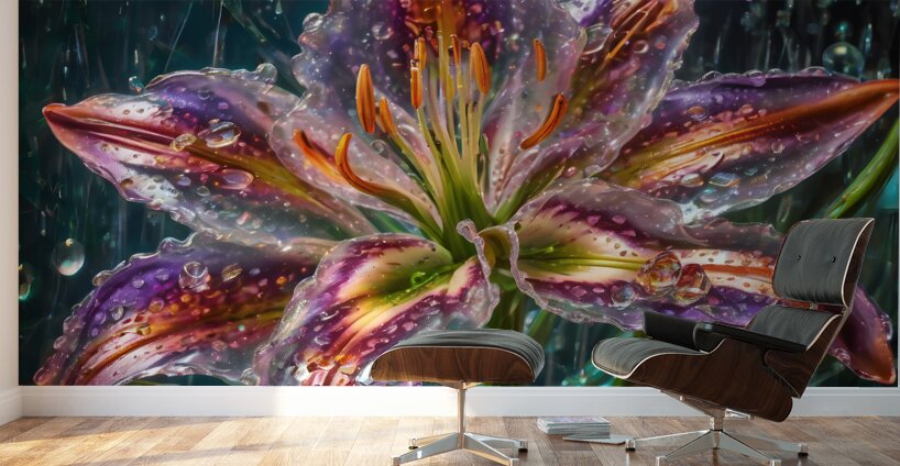 Majestic Glass Lily Flower By ISHISH Wall Murals
