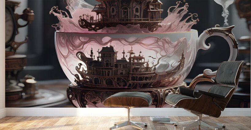 A luxurious Steampunk Teacup Tempest By ISHISH Wall Murals