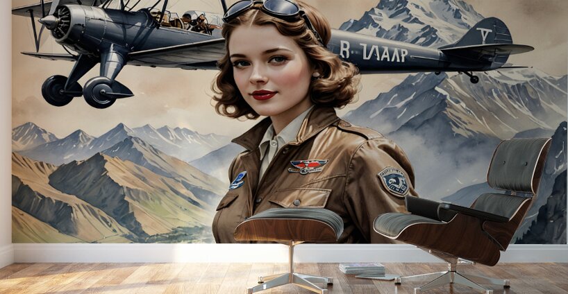 Aviator Amelia Airheart By ISHISH Wall Murals
