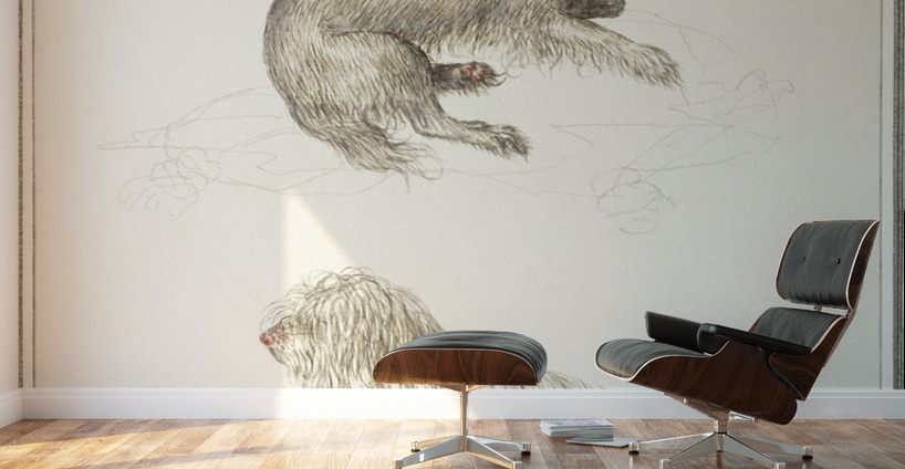 Two dogs in vintage style Wall Murals
