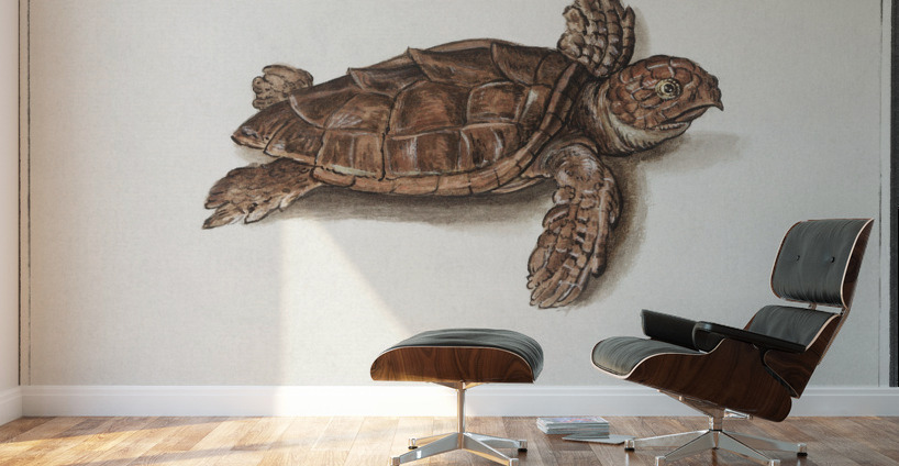 Sea turtle in vintage style Wall Murals
