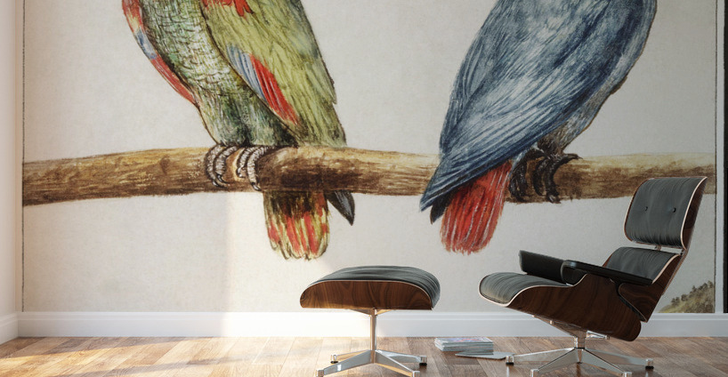 Parrots in vintage style Wall Murals
