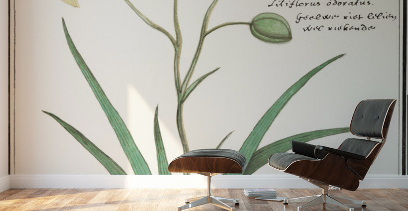 Yellow lily in vintage style Wall Murals