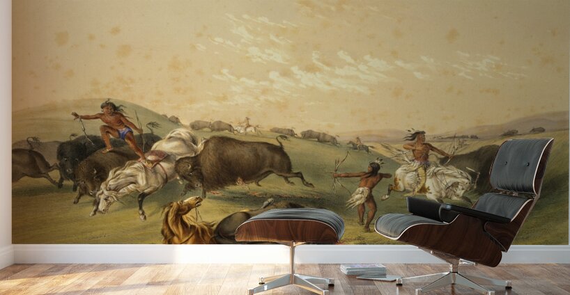Buffalo Hunt A Numerous Group 1844 Wall Murals