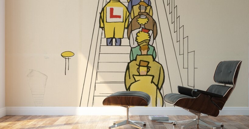 Please Stand on the Right of the Escalator Wall Murals