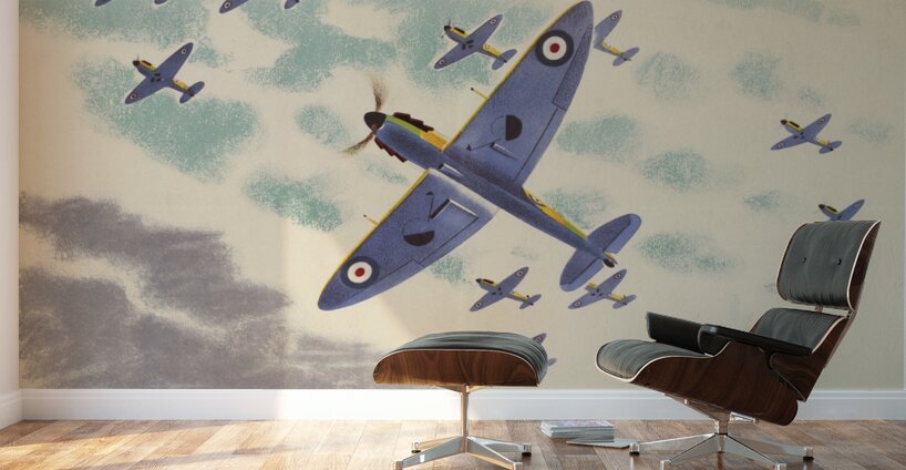 The Famous British ‘Spitfires’ Flying in Formation  Wall Murals