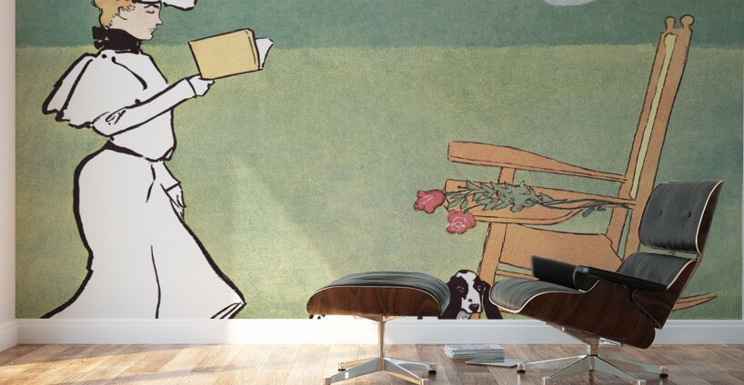 Woman reading in the garden ca. 1890-1907 by Edward Penfield Wall Murals