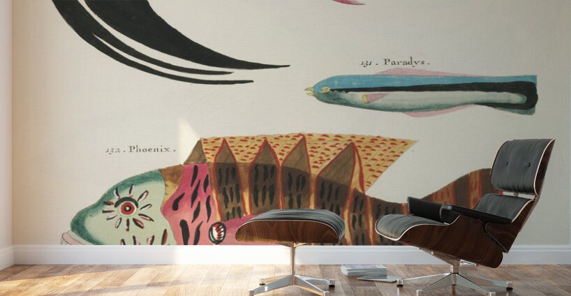 Colourful and surreal illustrations of fishes found in Moluccas Indonesia and the East Indies by Louis Renard 1678 -1746 from Histoire naturelle des plus rares curiositez de la mer des Indes 1754. Wall Murals