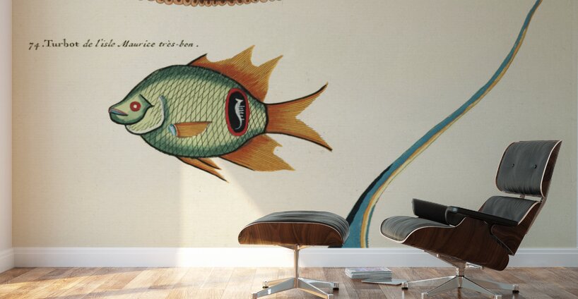 Colourful and surreal illustrations of fishes found in Moluccas Indonesia and the East Indies by Louis Renard 1678 -1746 from Histoire naturelle des plus rares curiositez de la mer des Indes 1754. Wall Murals