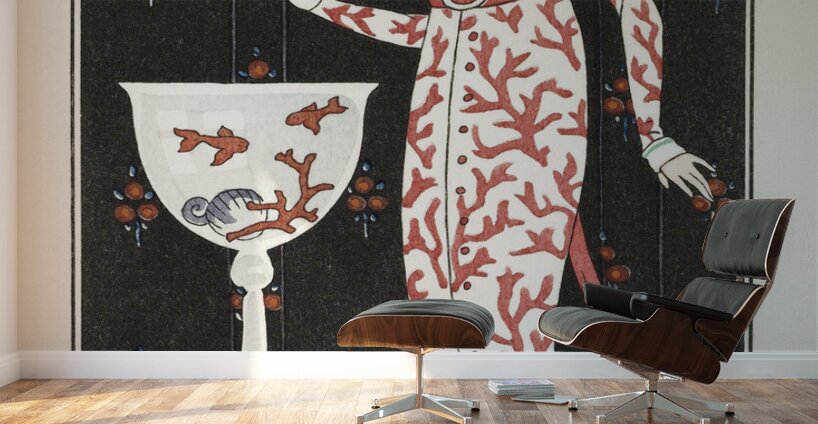 Costumes Parisiens: Grande robe du soir from Journal des Dames et des Modes 1913 fashion illustration  by George Barbier.  Wall Murals