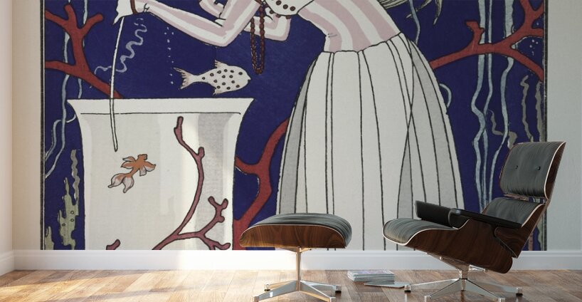 Llétourdissant petit poisson: robe dététeacute 1914 fashion illustration  by George Barbier.  Wall Murals