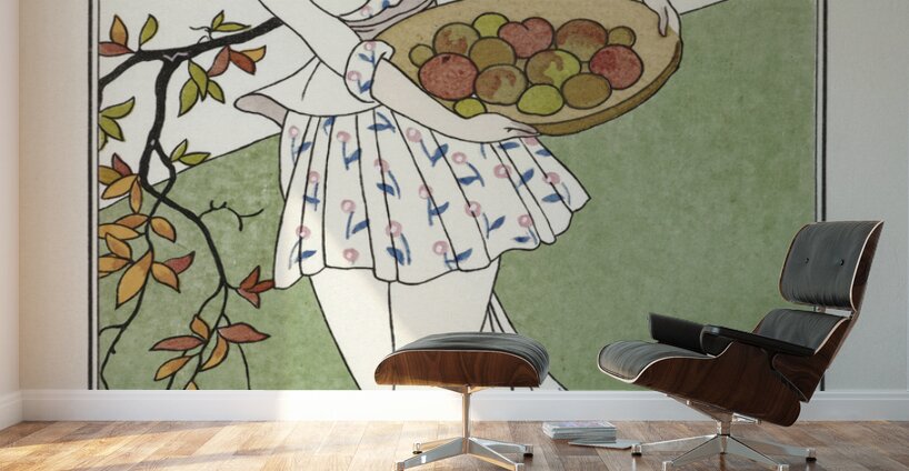 Costumes Parisiens: Toilettes de taffetas 1914 fashion illustration  by George Barbier.  Wall Murals