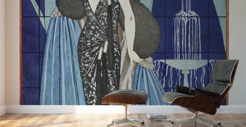 Alcyone / Robe et manteau du soir de Worth 1923 fashion illustration  by George Barbier.  Wall Murals