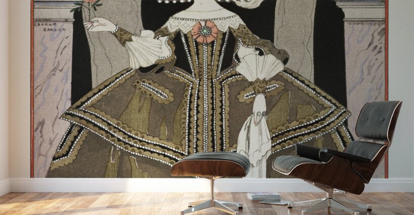 La rose de linfante: Costume de Worth from Gazette du Bon Ton. Art- Modes & Frivolit&eacutes No. 8 1924 fashion illustration  by George Barbier.  Wall Murals