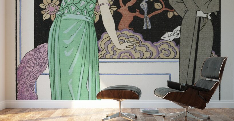 La premiere imprudence: Robe du soir de Beer 1921 fashion illustration  by George Barbier.  Wall Murals