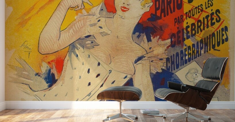 Moulin Rouge Paris-Cancan 1890 Poster by Jules Chéret Wall Murals