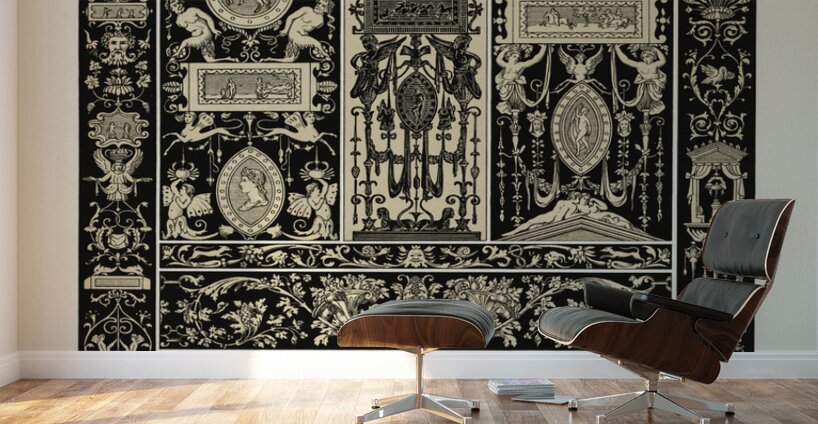 Renaissance pattern. 1888 edition Lornement Polychrome by Albert Racine 1825–1893. Wall Murals