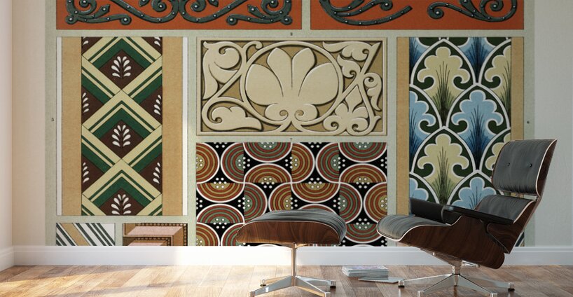 Middle-Ages pattern. 1888 edition Lornement Polychrome by Albert Racine 1825–1893. Wall Murals