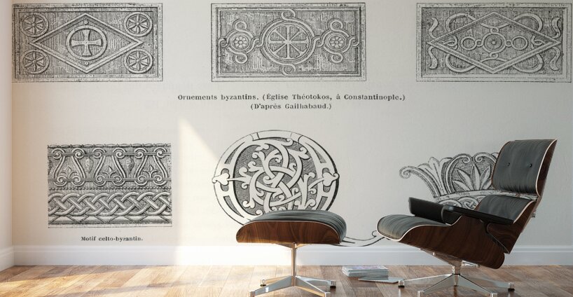Byzantine pattern. 1888 edition Lornement Polychrome by Albert Racine 1825–1893. Wall Murals