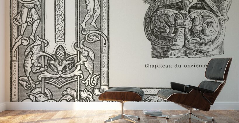 Antique Chinese illustrations. 1888 edition Lornement Polychrome by Albert Racine 1825–1893. Wall Murals