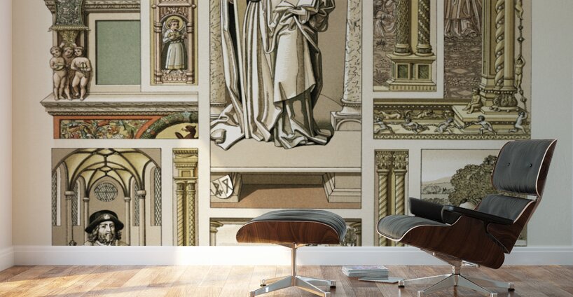 Renaissance pattern. 1888 edition Lornement Polychrome by Albert Racine 1825–1893. Wall Murals