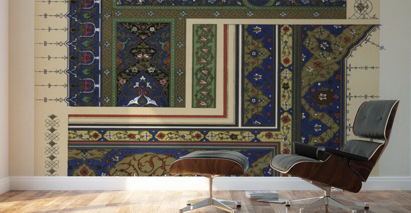 Persian pattern. 1888 edition Lornement Polychrome by Albert Racine 1825–1893. Wall Murals