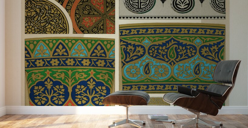 Indian pattern. 1888 edition Lornement Polychrome by Albert Racine 1825–1893. Wall Murals