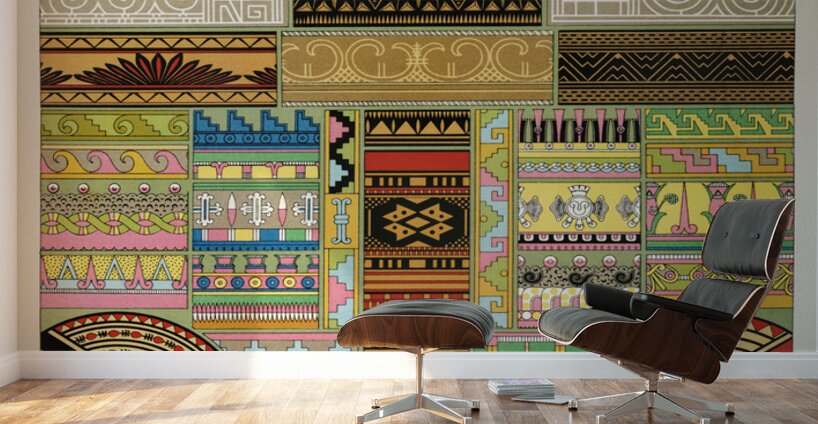 Primitive pattern. 1888 edition Lornement Polychrome by Albert Racine 1825–1893. Wall Murals