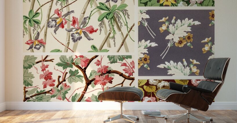 19th Century pattern Lornement Polychrome 1888 by Albert Racinet 1825&ndash1893. 1888 edition. Wall Murals