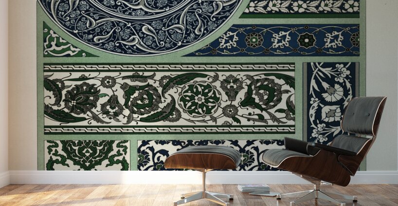 Persian pattern. 1888 edition Lornement Polychrome by Albert Racine 1825–1893. Wall Murals
