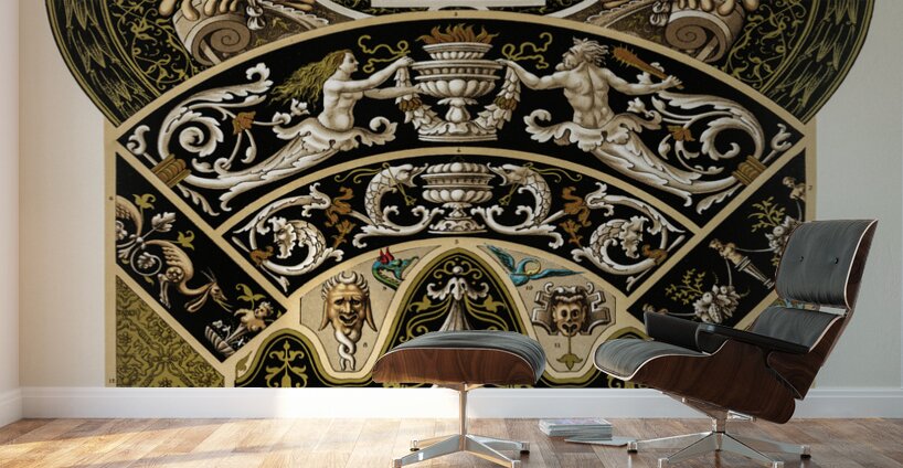 Renaissance pattern. 1888 edition Lornement Polychrome by Albert Racine 1825–1893. Wall Murals