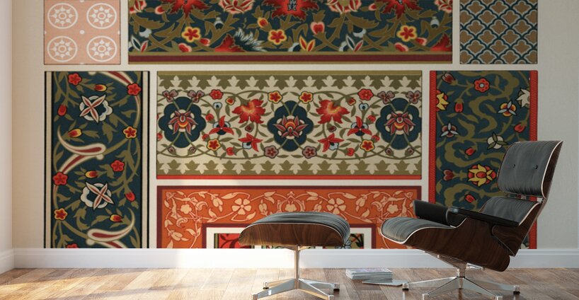 Indo-Persian pattern. 1888 edition Lornement Polychrome by Albert Racine 1825–1893. Wall Murals