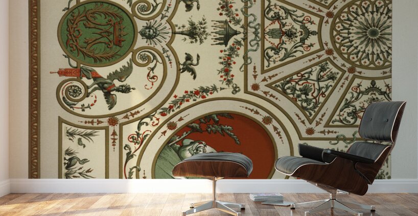 18th Century pattern. 1888 edition Lornement Polychrome by Albert Racine 1825–1893. Wall Murals
