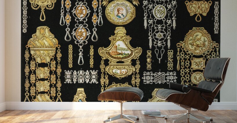 17th and 18th Century pattern Lornement Polychrome 1888 by Albert Racinet 1825–1893. 1888 edition.  Wall Murals