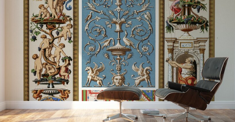 Renaissance pattern. 1888 edition Lornement Polychrome by Albert Racine 1825–1893. Wall Murals